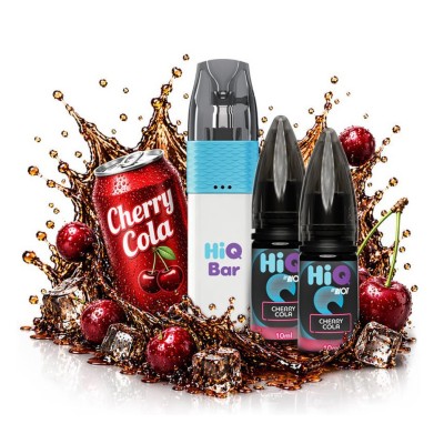 24K Puffs HiQ Bar Cherry Cola Refillable Disposable & 2x10ml 20mg
